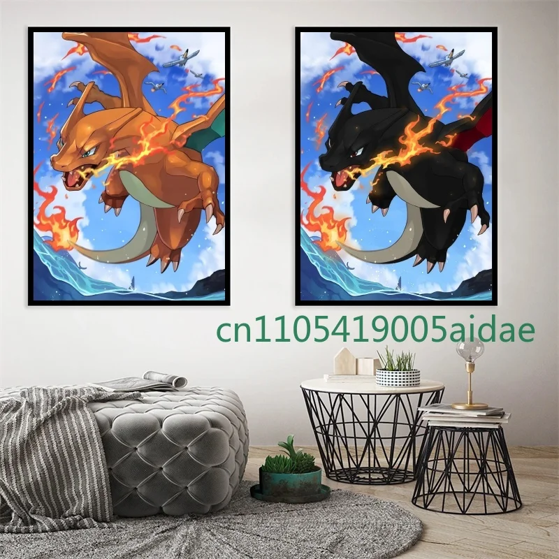 

Pokemon Anime Canvas Painting Charizard Friends Home HD Poster Wall Decoration Art Modern Living Room Corridor Beautiful Effect