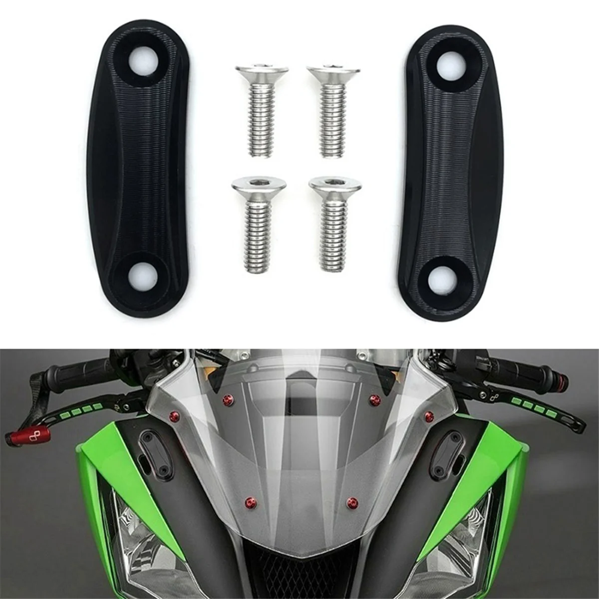 Motorcycle Block OFF Plate Mirror Chassis Code Cap Base for ZX10R 2016-2023 ZX6R 2019-2023 Accessories (Black)