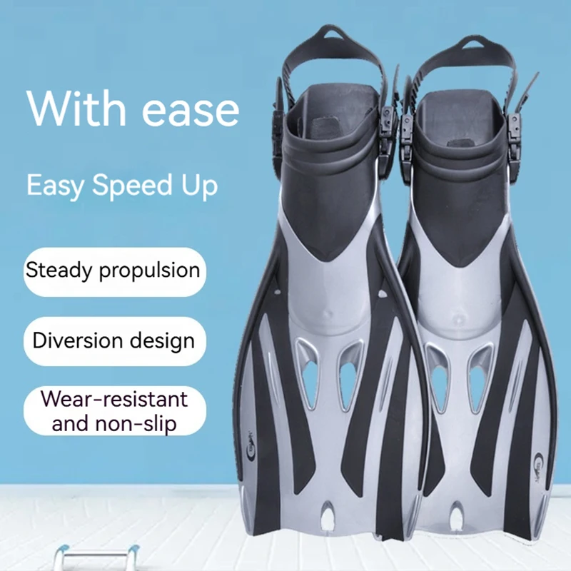 

New Adjustable Diving Long Flippers Male Freestyle Diving Swimming Double Fins Professional Booster Flippers