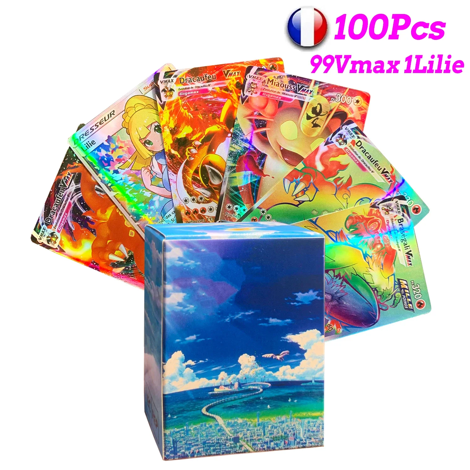 Französisch holo graphische Pokemon Karten scharlachrot violett neue vmax ex vstar gx v Brief Regenbogen Arceus glänzend Pikachu Charizard Kinder