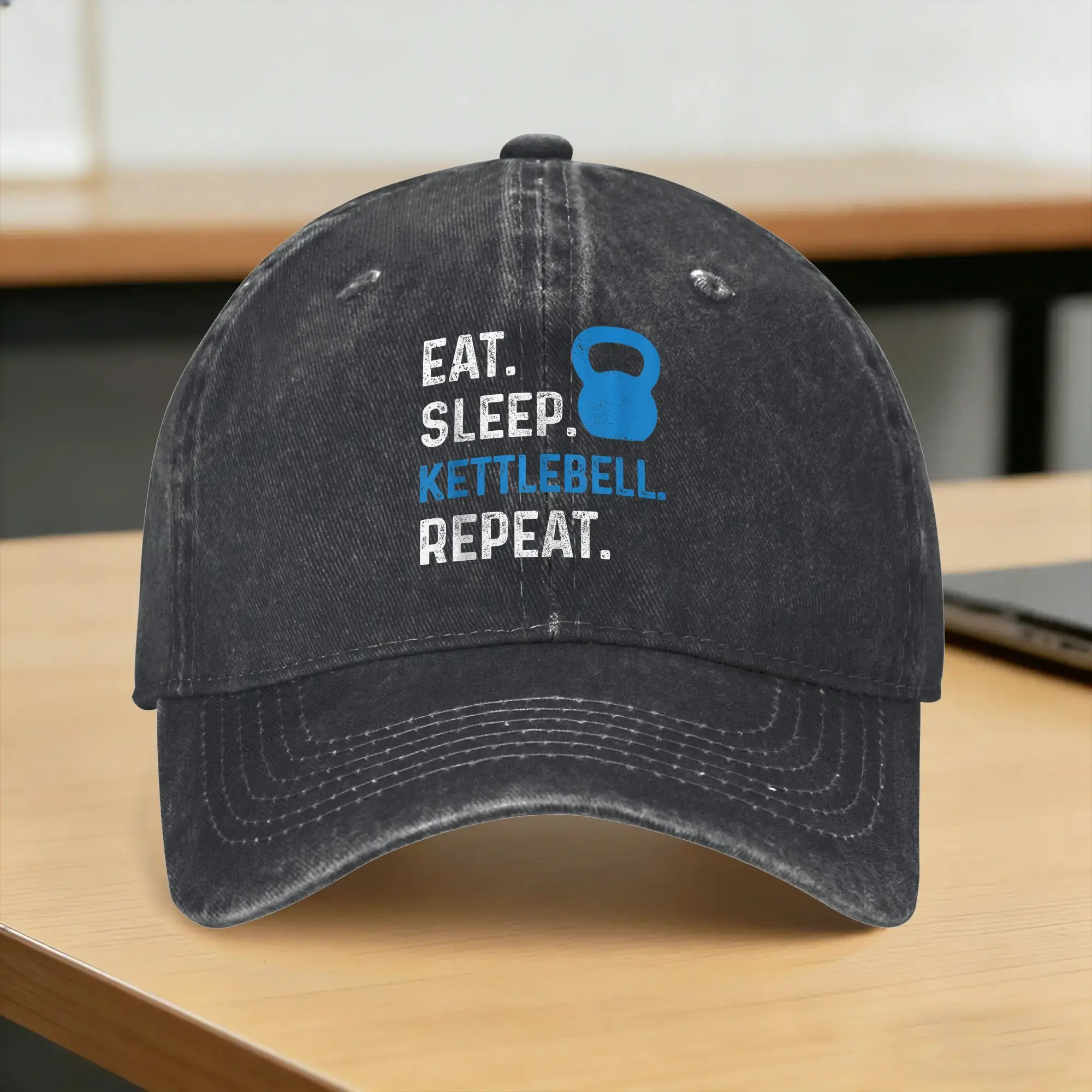 Eat Sleep Kettlebell Repeat Fitness Gym Casual Baseball Cap Summer  Trucker Hat Breathable Hiking Fishing Hip Hop Hats