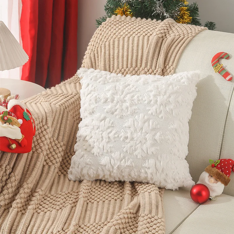 New Christmas pillow quilted embroidery cross-border Nordic simple home sofa cushion cover plush pillow cover