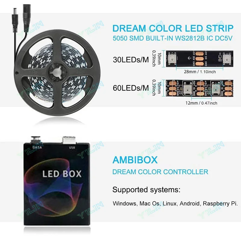 Immersive LED Strips TV PC Background Light RGBIC Dream Color Computer Screen Monitor Color Sync Smart Control Ambient Lamps