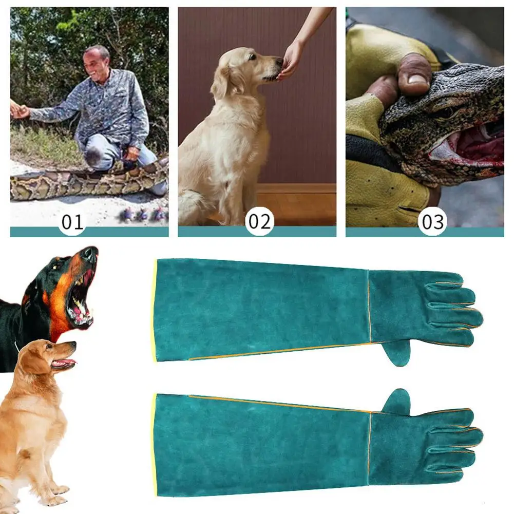 Animal Handling Gloves Bite Proof Gloves for Cat Reptile Dog 62cm Multipurpose Pet Grooming Gloves Bathing Avoid Puncture Bites