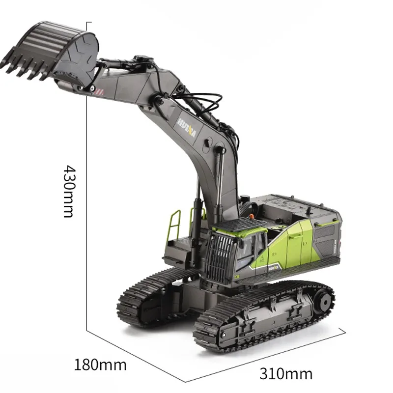 1/14 HUINA 1593 2.4G RC Excavator 593 28CH Rotation Alloy with Light Sound Remote Control Truck Electric RC Model Gifts