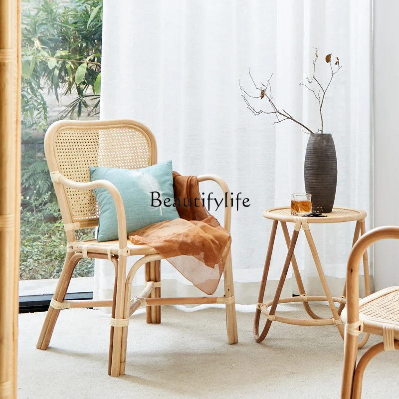 

Balcony Small Table and Chair Combination Rattan Single Backrest Chair