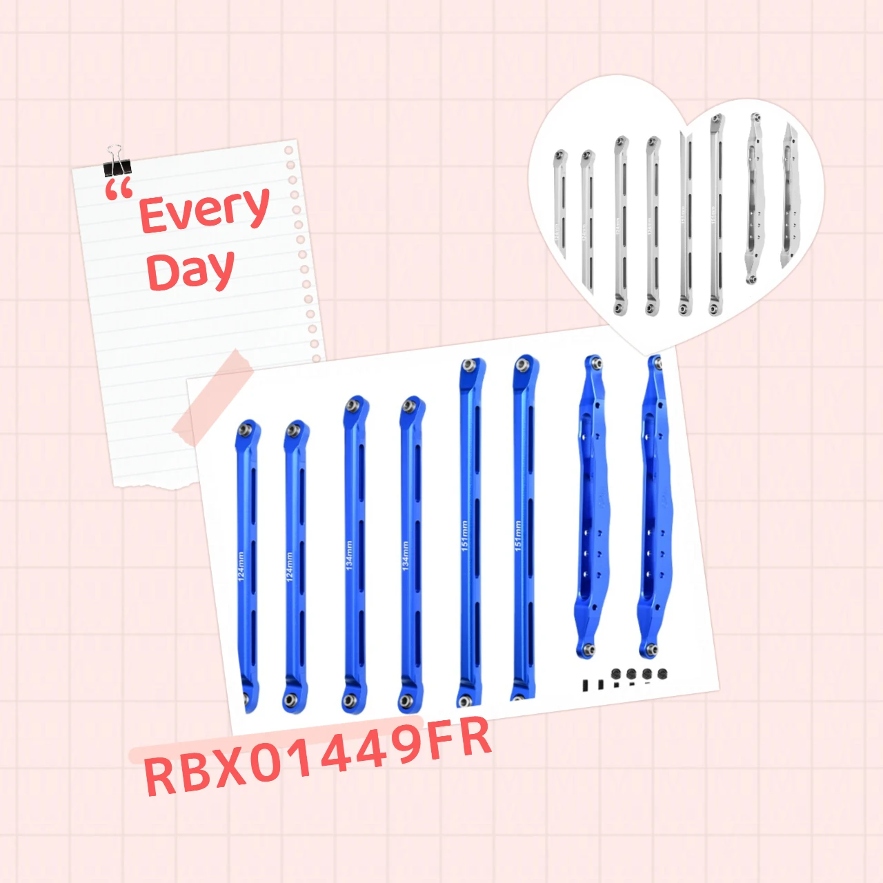 

Alloy 7075 Rear Trailing Arms+Front &Rear Chassis Link (6) AXIAL 1/10 RBX10