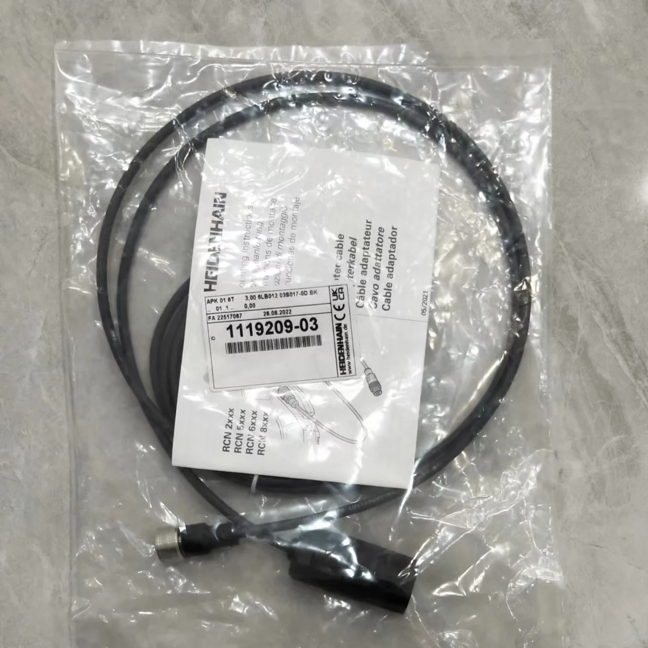 2026 Heidenhain Original New Adapter Cable Standard APK 01 6T 3 Meters Long with ID 1119209-03 Sensor Hardware