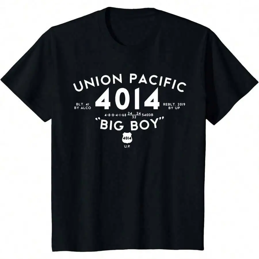 Big Boy 4014 Union Pacific Steam Engine Railroad T-Shirt 100% Cotton Trendy Y2K Short-Sleeve Tee-Soft, Quick-Drying,