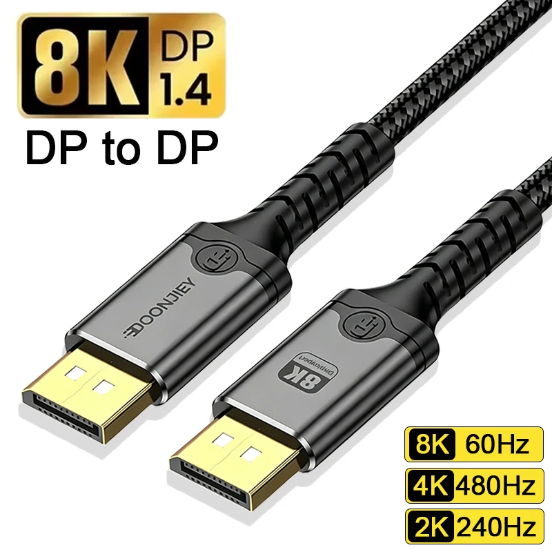 Cable Displayport 1,4 de 8K, Cable macho a macho DP a DP, Cable de vídeo de alta definición 8K 60Hz HDR 3D para proyector de ordenador portátil Macbook