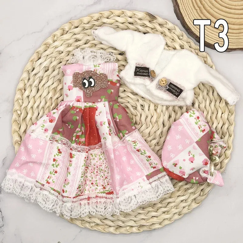 Conjunto completo de roupas de bonecas 1/6, 30cm, anime kawaii, boneca reborn, saia, chapéu, cocar, crianças, vestir-se, brinquedos de casa de bonecas diy para meninas