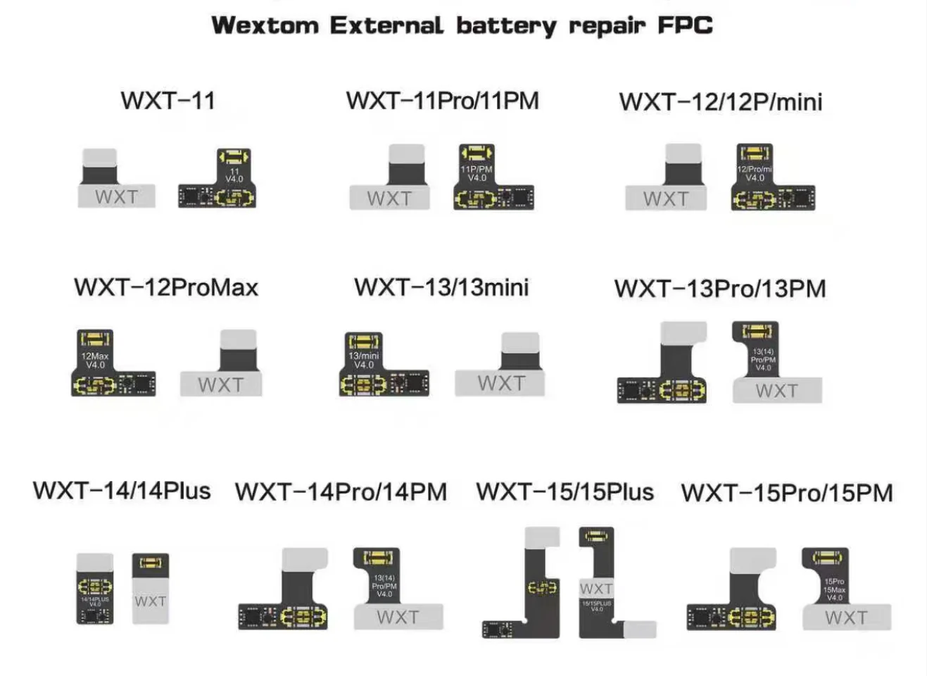 5PCS Wexton Battery Tag-on Repair Flex Cable for 11/12/13/14/15 Series Battery Health 100%/No Restart/Maintenance-Free Operation