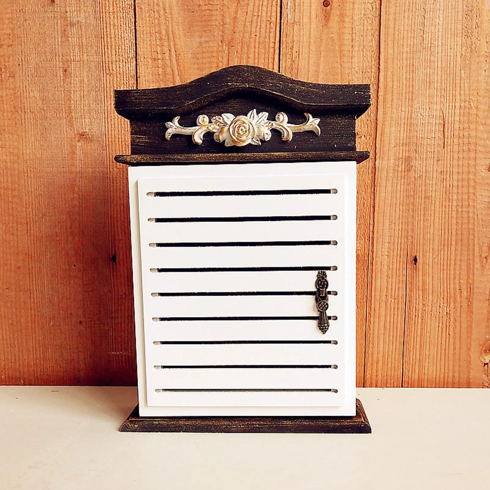 Wall Mounted Key Cabinet Wooden Lock Box for House Keys Spare Organizer Compact Hidden Storage Safe