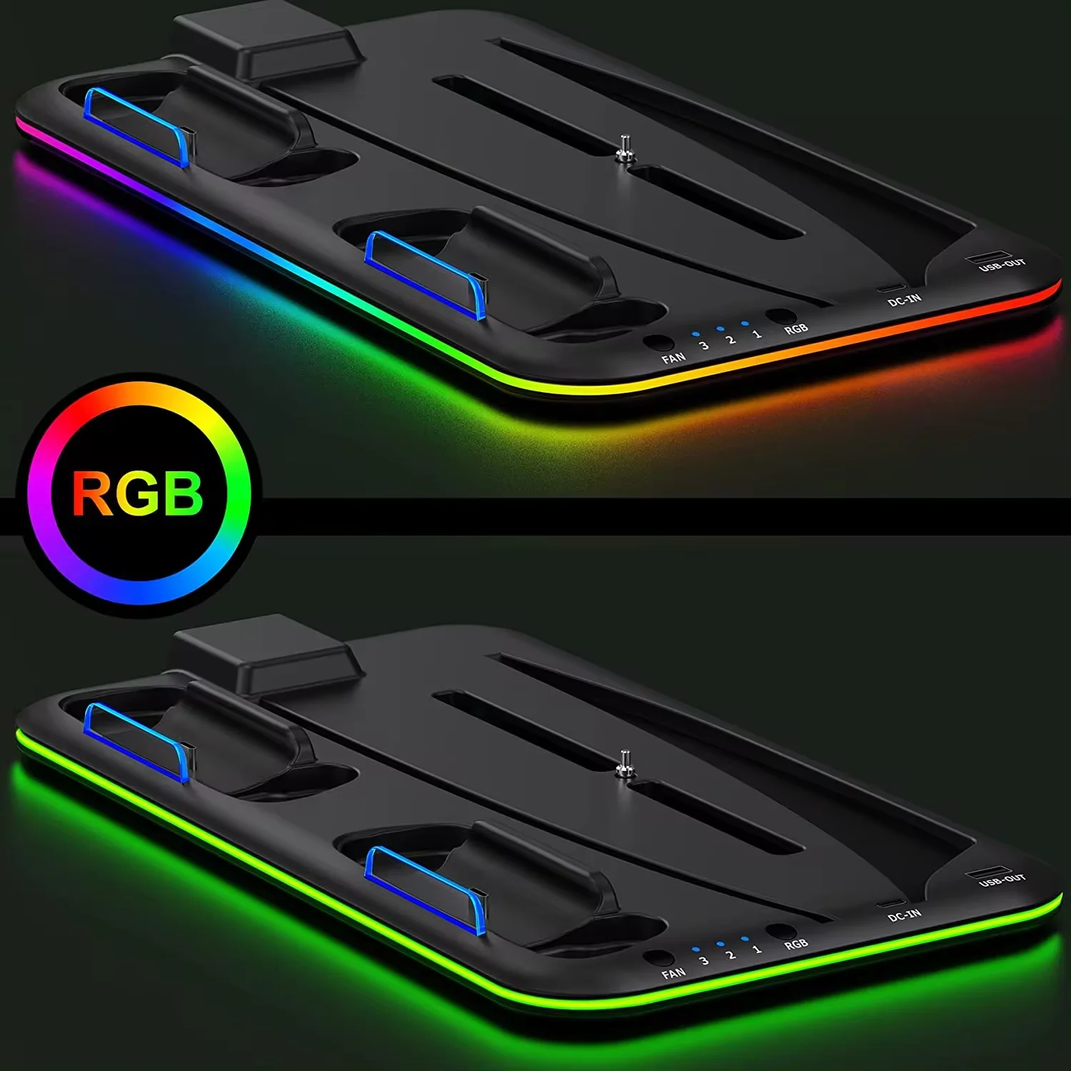 STORM WYRM Cooling & Charging Station พร้อมคอนโทรลเลอร์สําหรับ Playsation 5 ดิจิตอล/แผ่นดิสก์, RGB Light, ชุดหูฟัง STK-DZ501