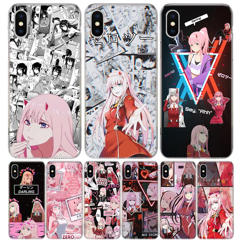 Zero Two Darling In The FranXX Silicon Call Phone Case For Apple iPhone 16 15 14 11 Pro Max 13 Plus 12 Mini 7 8 + X XR XS SE Cov