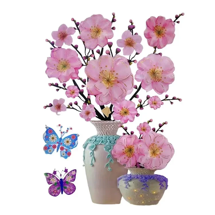 Tulip Poppy 3D simulation vase decoration wall stickers bedroom living room wall self-adhesive refrigerator stickers