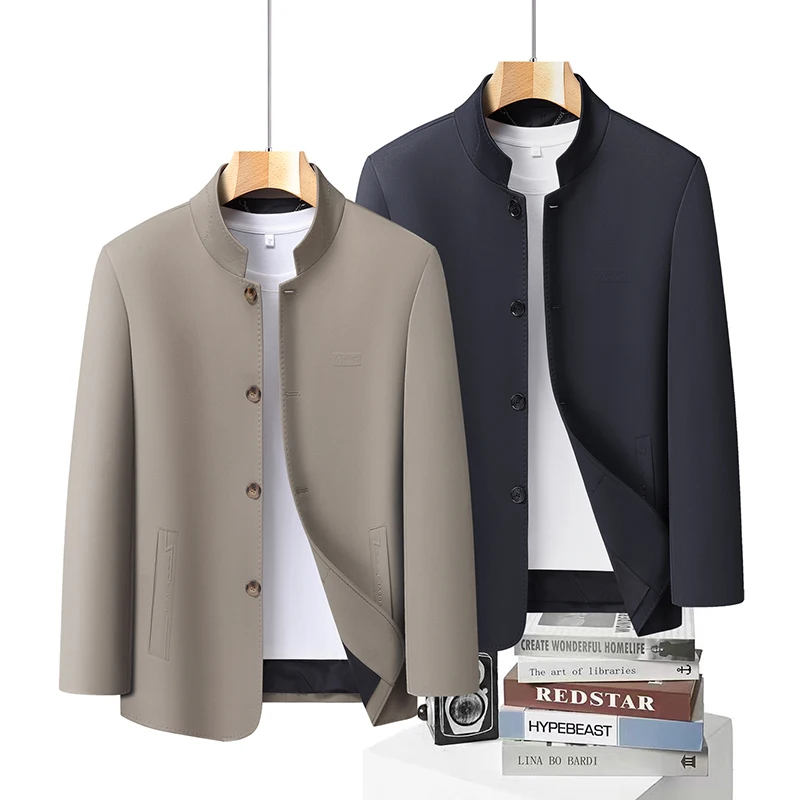 

Blazer Men Fashionable Business Banquet Dance Singer Solid Color Casual Wedding Banquet Dress Performance Stand-up Collar Blazer