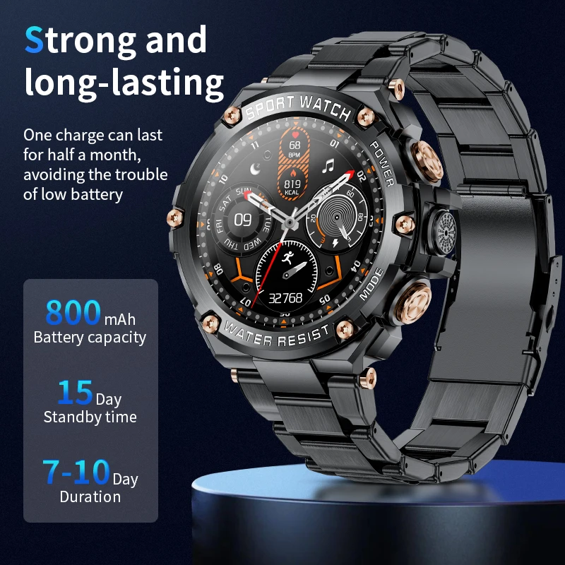 LIGE 800mA Large Battery Smart Watch Dual Bluetooth Call Waterproof Sports Men Smartwatch Heart Rate Monitor Bracelet For Xiaomi