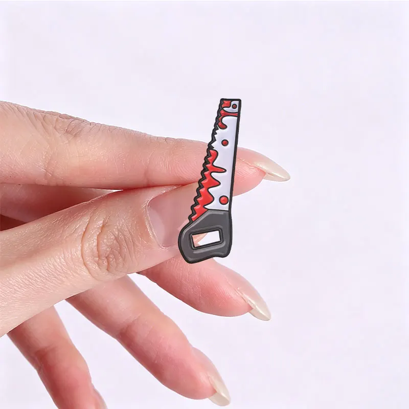 Horror Bloody Badge Axe Cleaver Saw Knife Enamel Pin Spooky Gothic Lapel Brooch Halloween Creepy Punk Accessories view 3