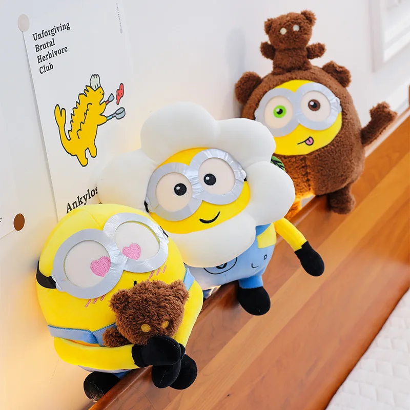 25/35/45Cm nuevos dibujos animados Minions muñeco de peluche almohada de juguete Kawaii Anime Despicable Me figura Bob Tim Pp juguete de peluche de algodón regalo para niños