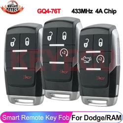 KEYECU GQ4-76T For Dodge RAM Pickup HD 2500 3500 4500 5500 2019 2020 2021 2022 4A Chip 433MHz Remote Key 68374993 68375455