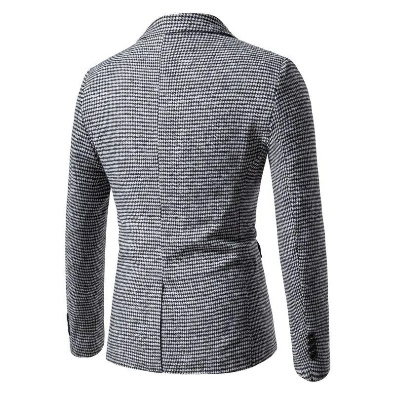 KIDWHXR 2026 Herbst Herren Blazer Retro Kariert Einreihig Herren Oberbekleidung Schmal Geschnitten Langarm Business Casual Herren Anzugjacke – Detail 5