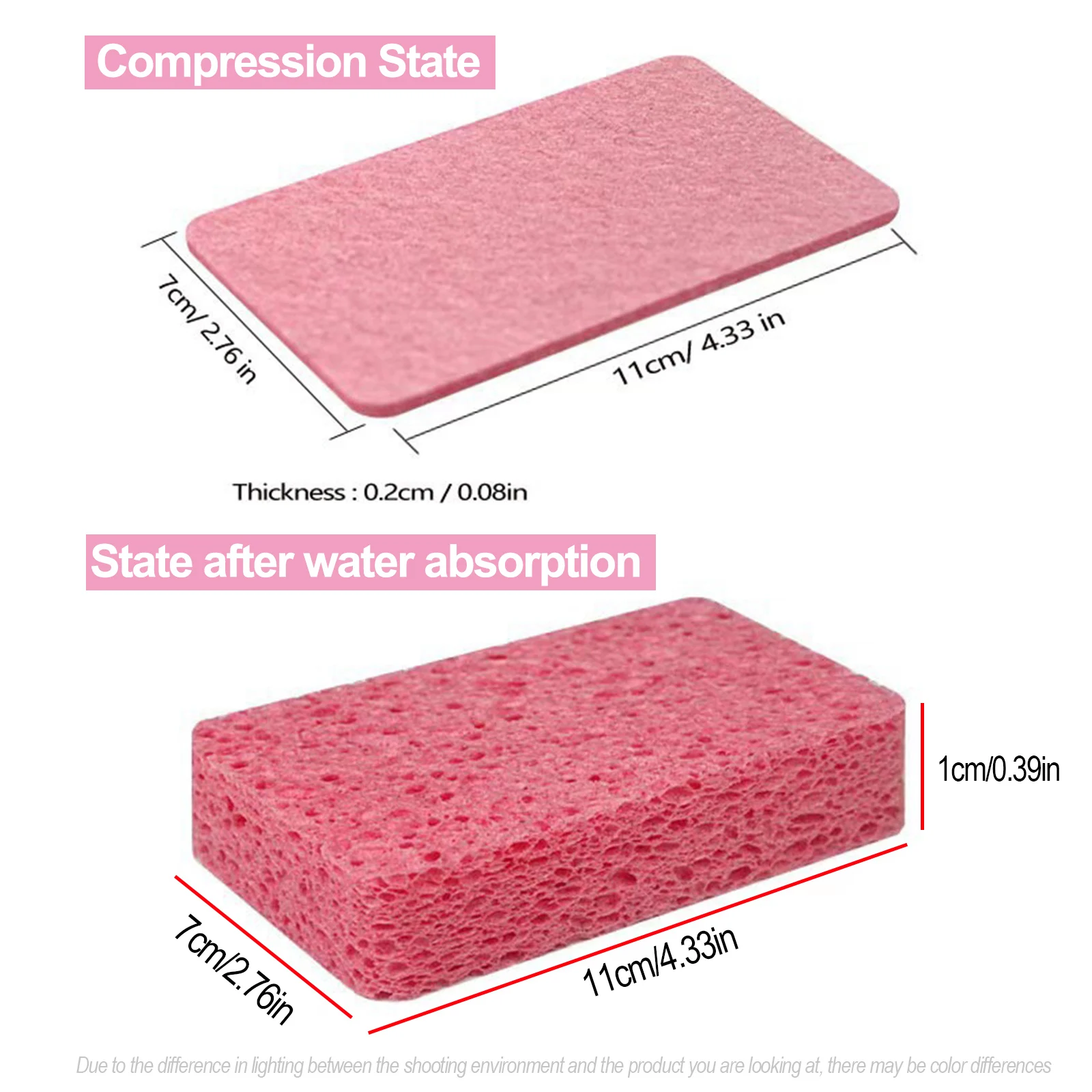 12Pcs Compressed Cellulose Sponges Non-Scratch Natural Dish Sponge, Dual-Sided Cellulose Sponge for Kitchen Bathroom Cars