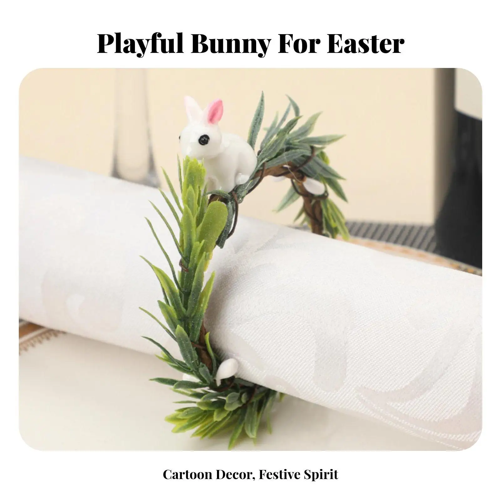 Easter Napkin Holder Reusable Bunny Napkin Holder Sturdy Easter Serviette Buckle for Restaurant Owners, Event Planners, Hotel,