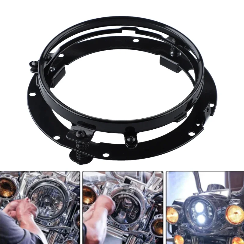 1Pcs 7 inch LED Round Headlight Ring Mounting Bracket For Jeep Wrangler JK Suzuki Samurai Car for Harley Softail Touring FLD