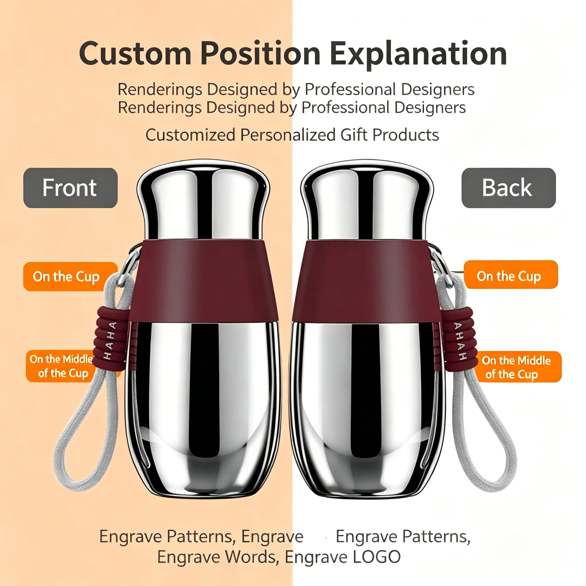 500ml stainless steel insulated mug, sports-style insulated water bottle, keeps drinks hot or cold, ideal for travel. Custom log