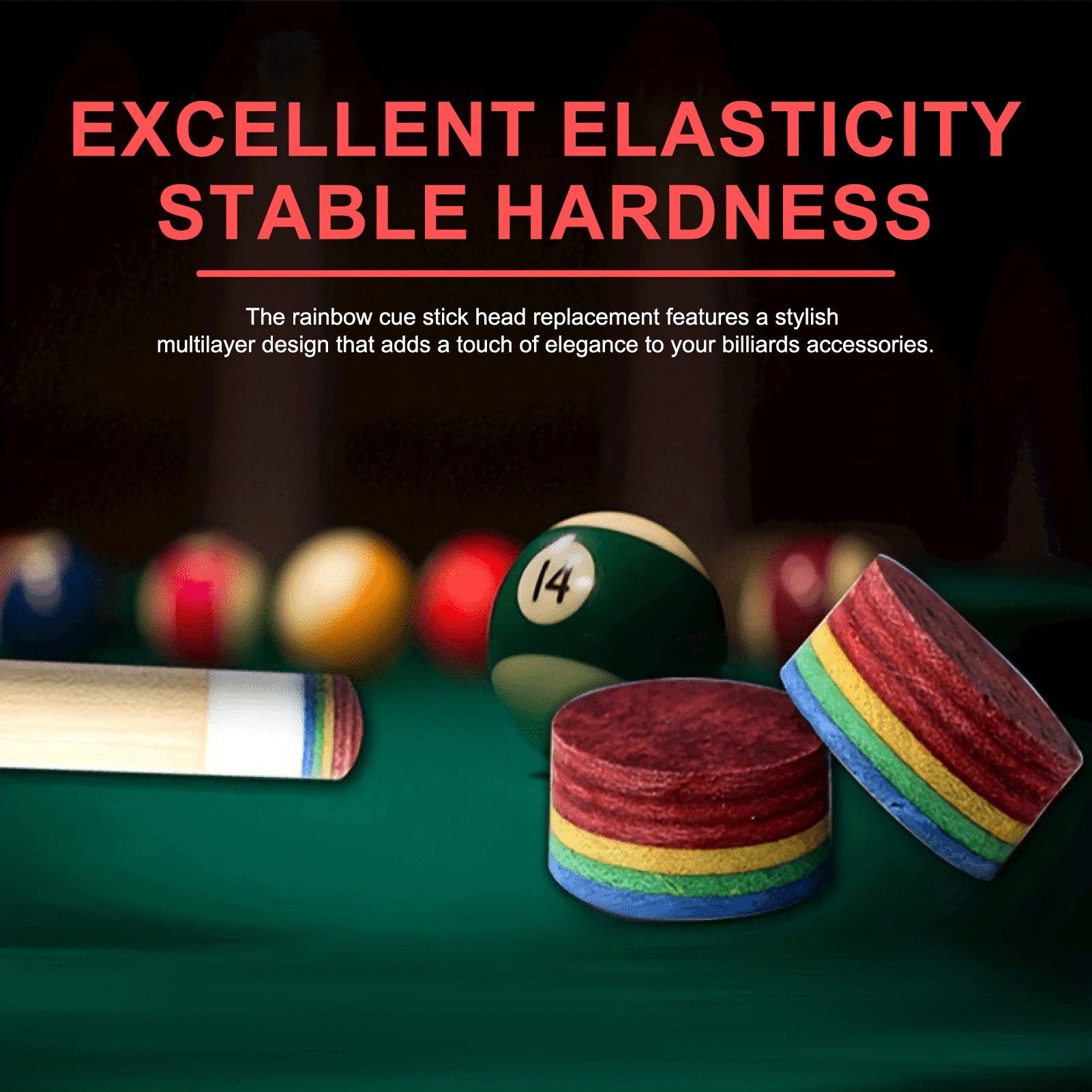 

Радужный бильярдный наконечник, сменный стильный дизайн, многослойные детали, инструменты для ремонта, подходящие для наружного использования в помещении