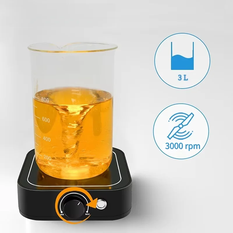 WESTTUNE LED Lab Magnetic Stirrer 3L 500-3000RPM Adjustable Maximum Speed with 2 Stir Bars for Lab Homebrew Liquid Mixing