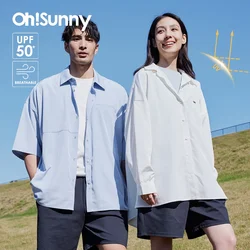 OhSunny Women Men Blouse Sun Protection Jacket Hooded Shirts Anti-UV UPF50+ Breathable Tops for Outdoors Loose Unisex Coat
