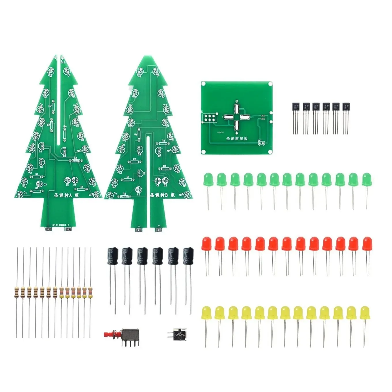 Christmas Tree 3D Christmas Tree LED DIY Kit LED Flash Circuit Kit Colorful Electronic Fun Suite Christmas Tree LED DIY Kit