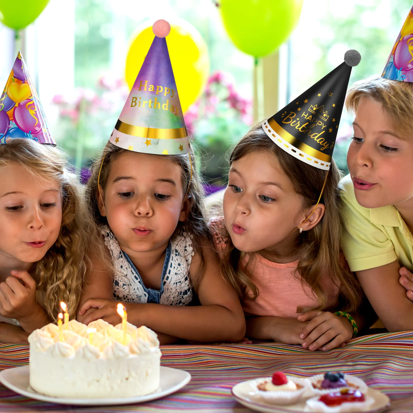 

8pcs Hats For Kids Premium Paper Lightweight Cone Shape Hat Prop Birthday Party Headwear Children Party Favors Birthday