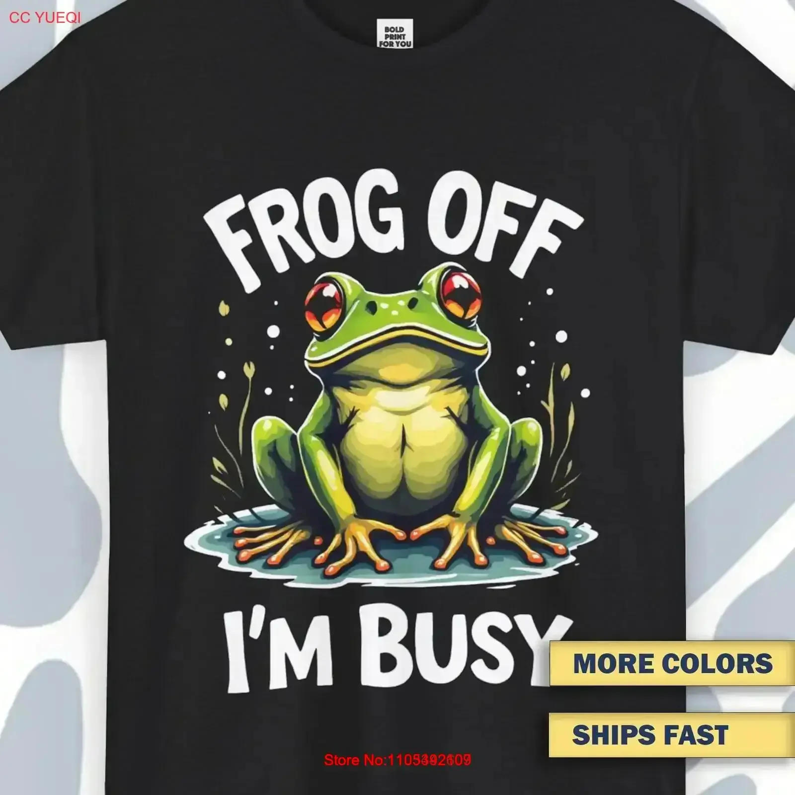 T-Shirt „Frog Off I'm Busy“ – Lustiges, sarkastisches Liebhaber-Design für Freizeitkleidung, Humor-Bekleidung, Meme für Kollegen, niedliches Vintage-Look, gewaschen, dehnbar