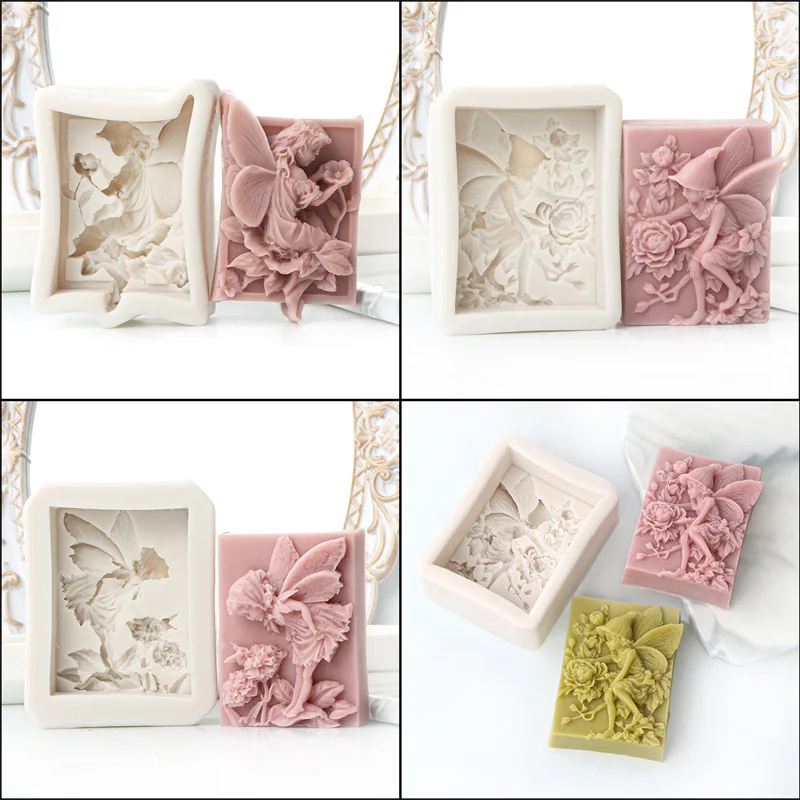 Flower Fairy Silicone Soap Mold DIY Elf Angel Girl Candle Resin Plaster Making Tool Geometry Chocolate Mould Home Decor Gifts