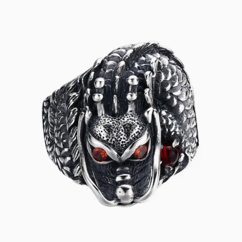 BOCAI New 100% S925 Silver Retro Personality Domineering Dragon Head Men's Ring Fashion Good Luck Jewelry Accessories