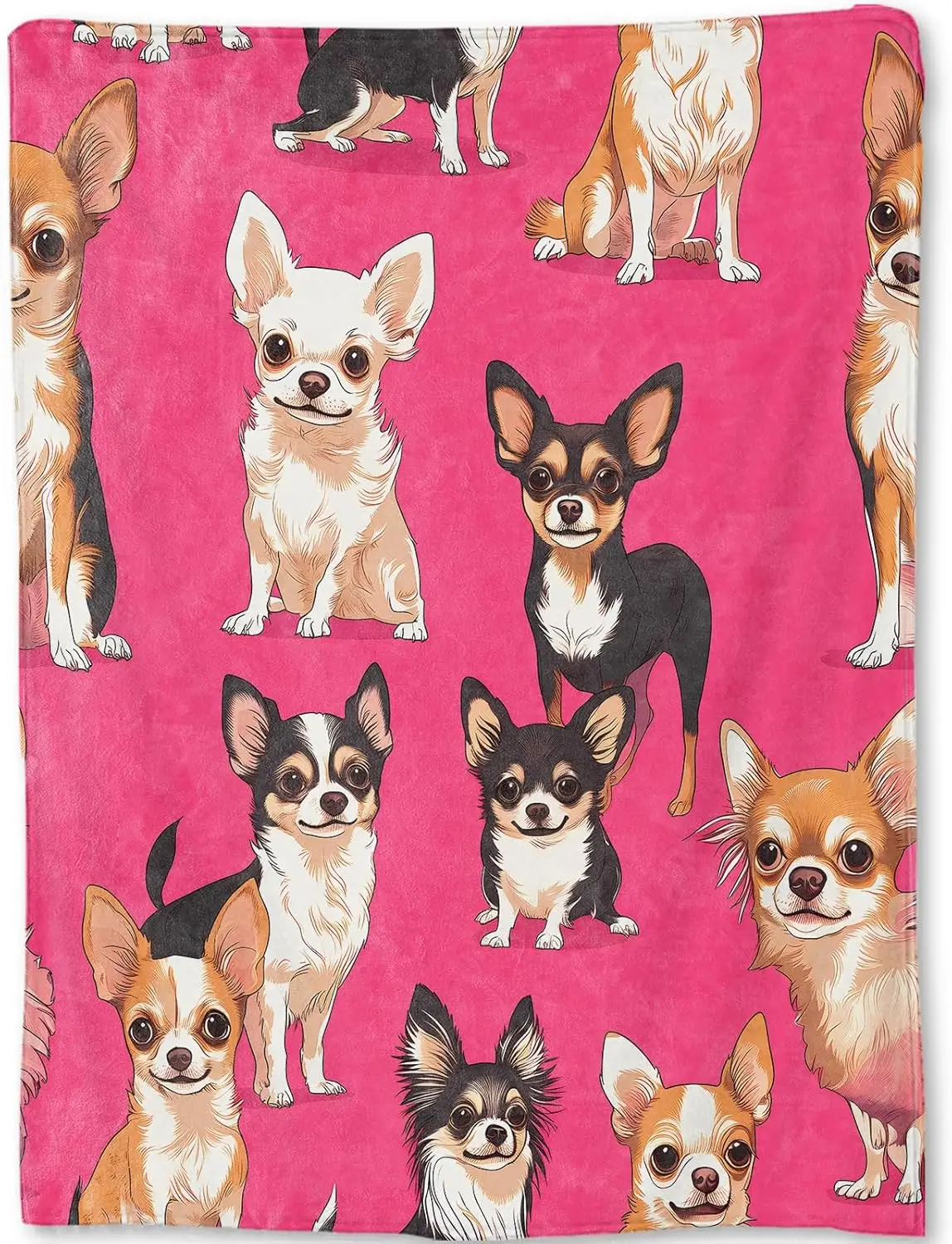 Chihuahua Blanket Cute Dog Bright Pink Fleece Throw,Gifts for Kids Adult,Soft & Warm,Lightweight,for Modern Fun Decor,Pet Lovers