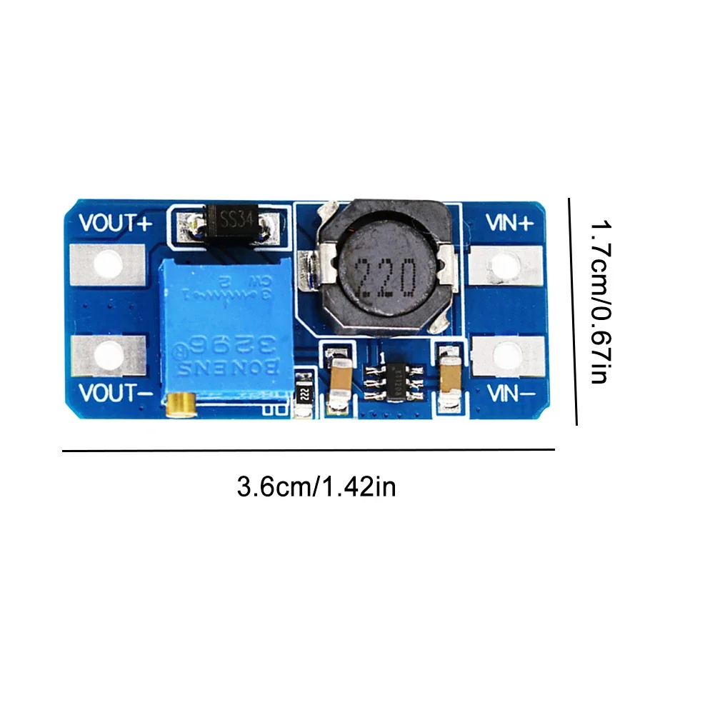 5-100PCS MT3608 DC-DC Step Up Converter Booster Power Supply Module Boost 2V-24V To 5/9/12/28V Step-up Board MAX output 28V 2A