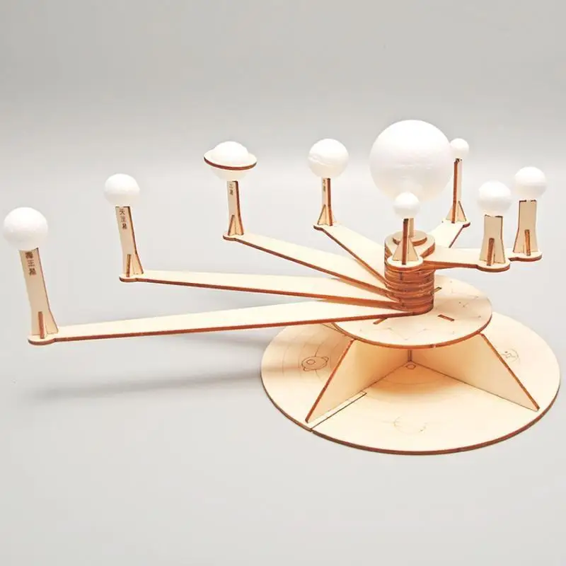 Wooden Solar System DIY Craft Kit with Paint Set Educational STEM Toy for Kids Holiday Handcraft Activities
