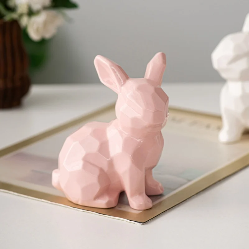 Local warehouseMiniature Ceramic Rabbit Statue Optional Color Animal Figurine for Home Decoration and Spring Festival Decoration