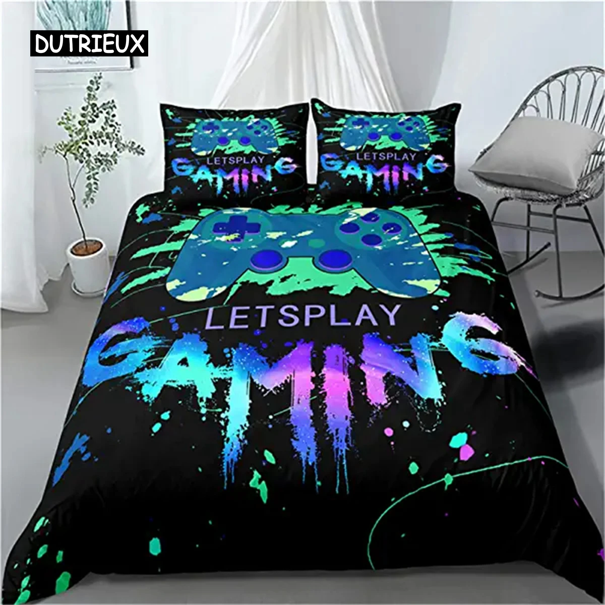 Game Handle Duvet Cover for Boys Video Games Comforter Cover Bed for Teen Boys Bedroom Decoration Gamepad Controller Quilt Cover