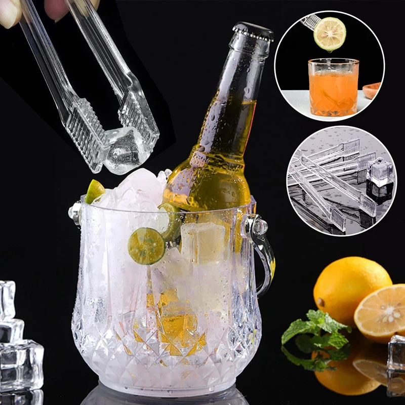 8 Pcs Plastic Buffet Serving Tongs Mini Serving Utensil Tongs Appetizers Tongs Clear Kitchen Tongs 6.3 Inch Small Ice