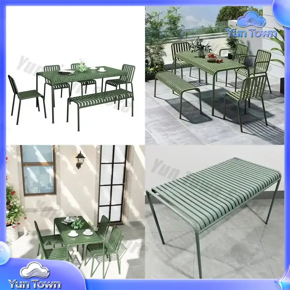 Leisure Courtyard Outdoor Tables And Chairs Iron Backrest Chairs Bar Stools Leisure Table For Outdoor