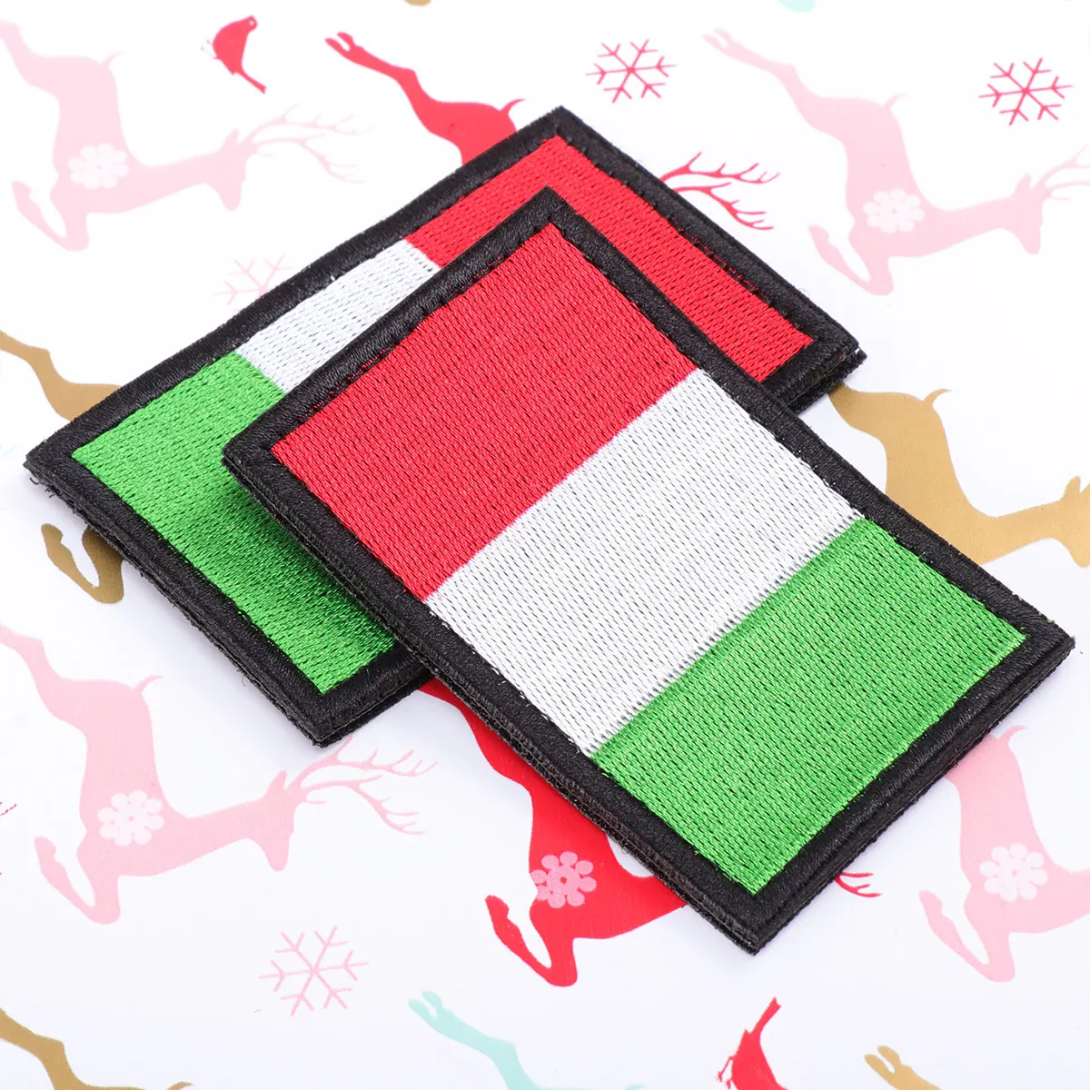 2pcs Italian Flag Adhesive Hook Loop Armband Tape Fastener Patch Polyester Durable Washable Rivets