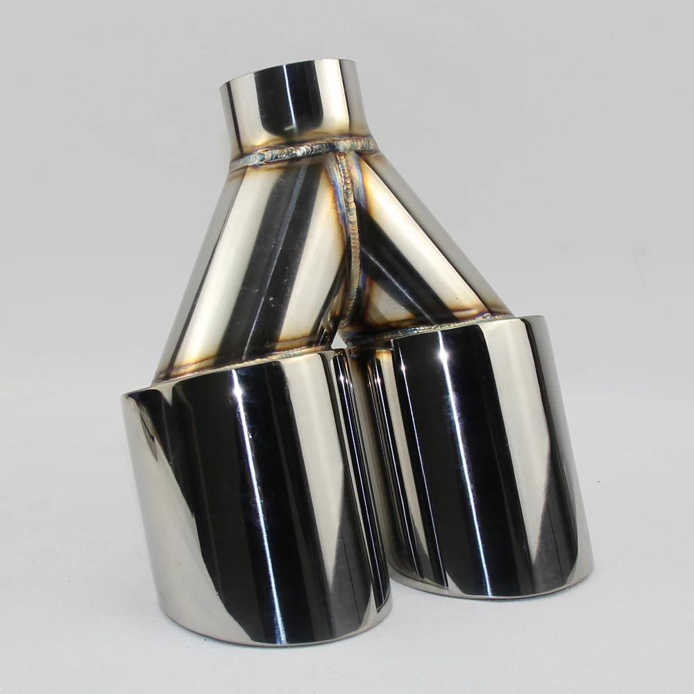 Accessories stainless steel black and bright face without marked Y-type double outlet straight edge exhaust pipe tailpipe