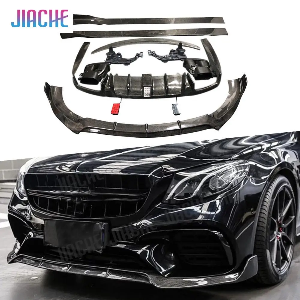 Carbon Fiber Front Bumper lip Rear Diffuser Spoiler Side Skirts For Benz E Class W213 E200 E300 E320 E63 AMG 2017-2019 Body Kits