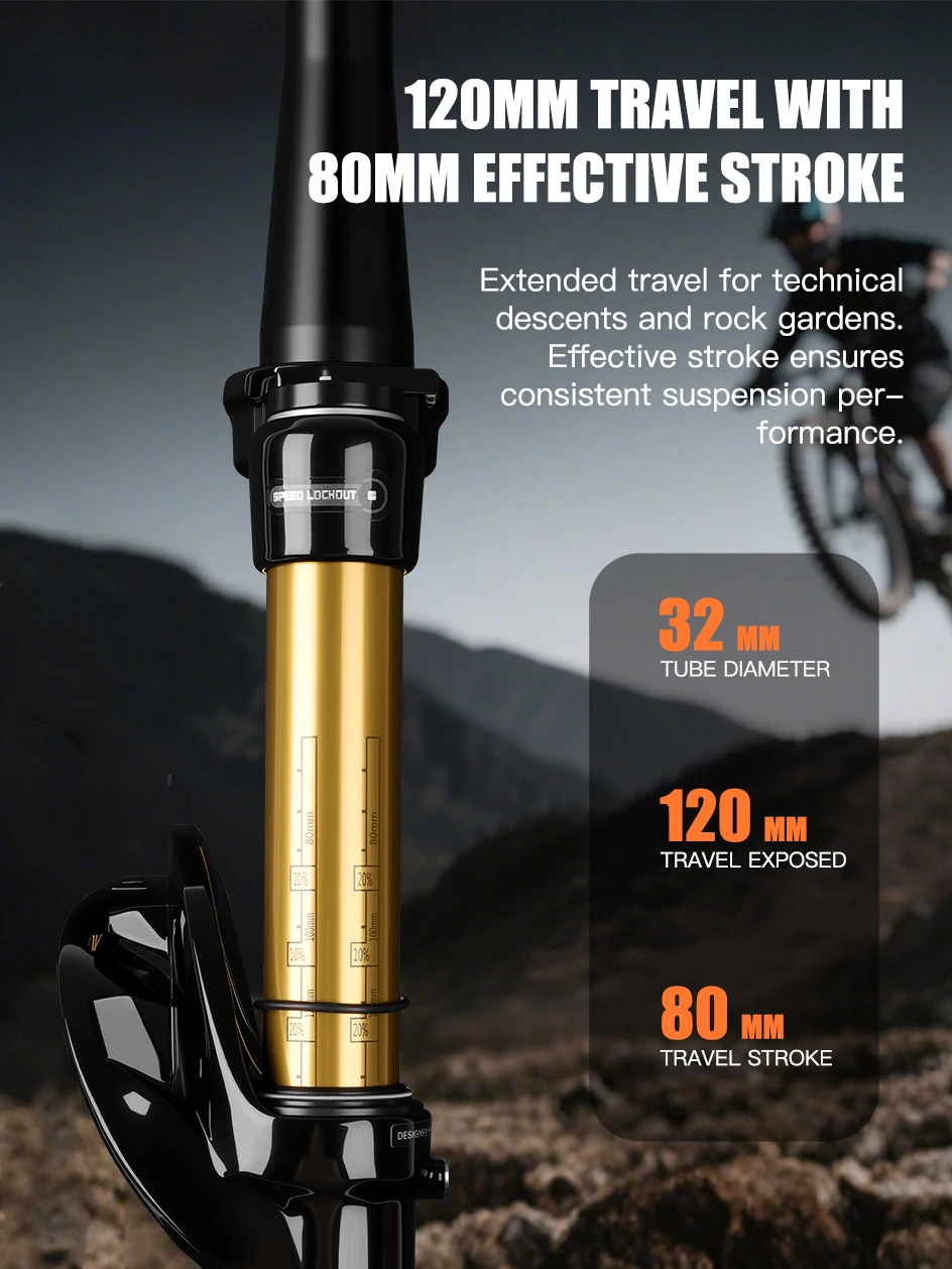 BOLANY MTB-Luftgabel mit Federung, 27,5/29 Zoll, 120 mm, Reise-MTB-Gabel, Magnesiumlegierung, ultraleichtes Design, 15 x 110 mm Boost-Fahrradgabel – Detail 7