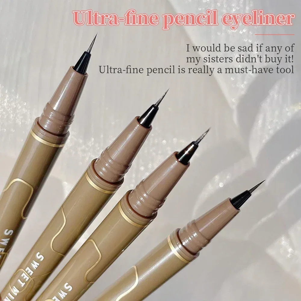 Eyeliner Pen Waterproof Sweat Proof Fast Drying Fine Pen Head Long-lasting Non Smudging Liquid Silkworm Laying Pen Beauty Tool